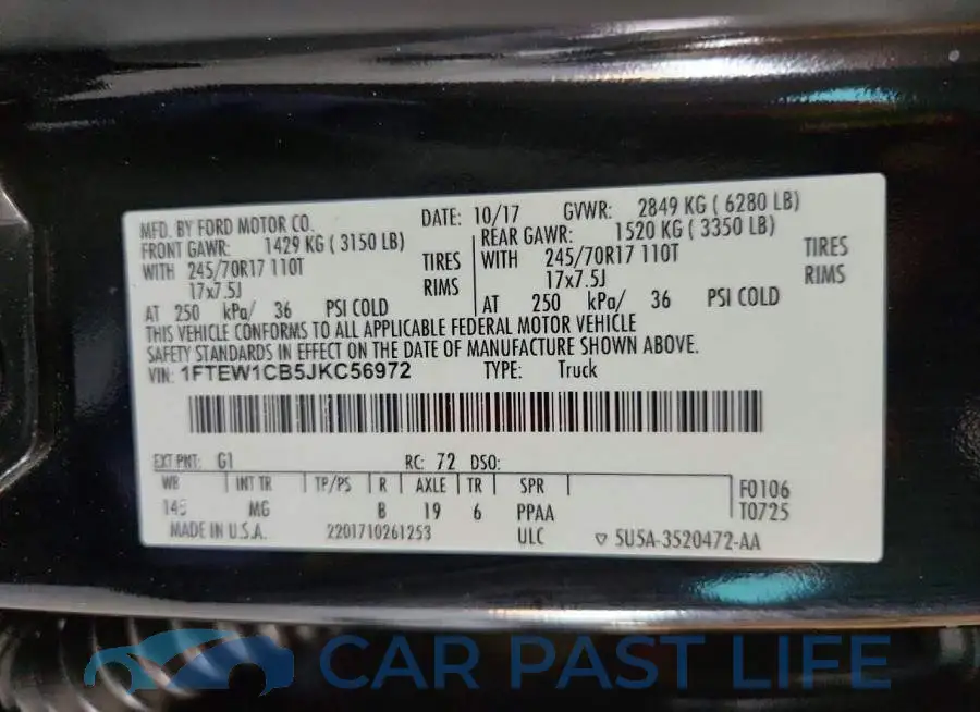 1FTEW1CB5JKC56972# 12