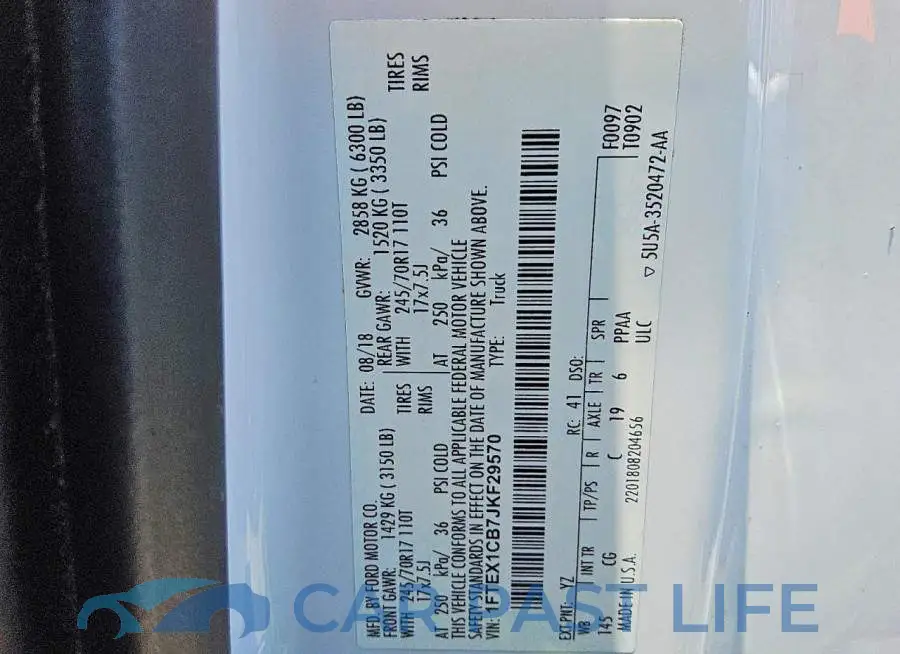 1FTEX1CB7JKF29570# 12