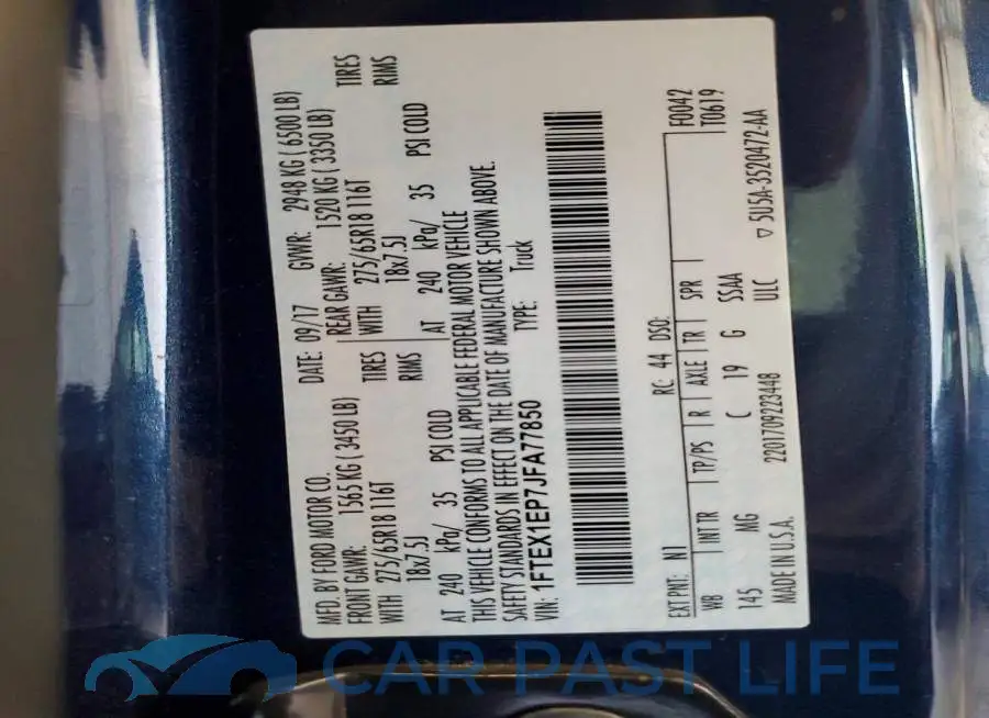 1FTEX1EP7JFA77850# 11