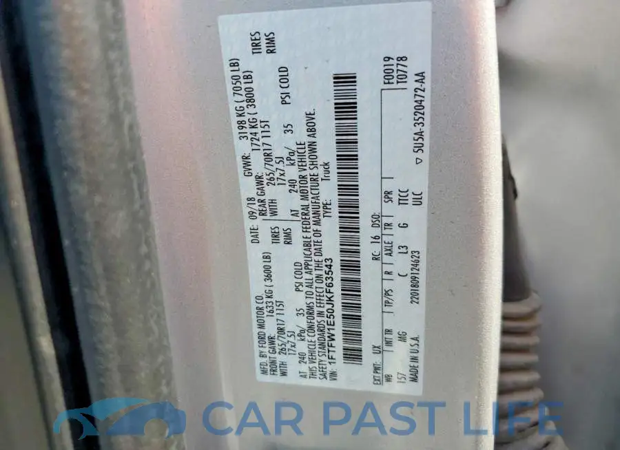 1FTFW1E50JKF63543# 12