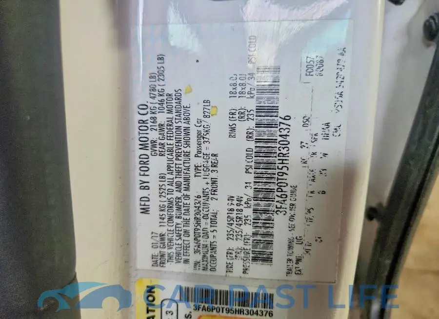 3FA6P0T95HR304376# 12