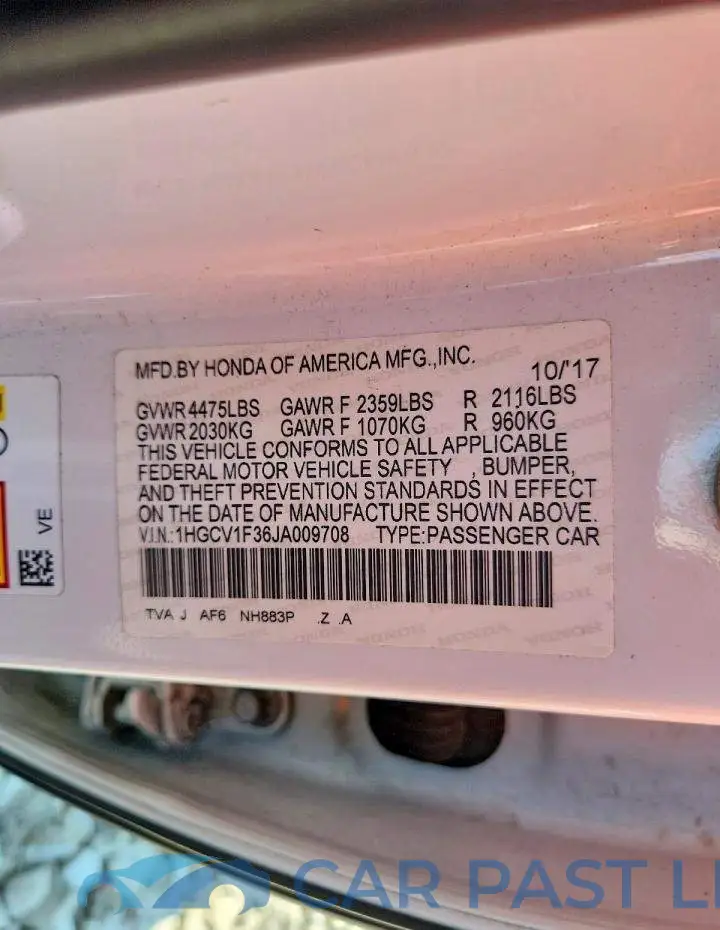 1HGCV1F36JA009708# 13
