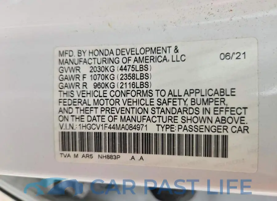 1HGCV1F44MA084971# 12