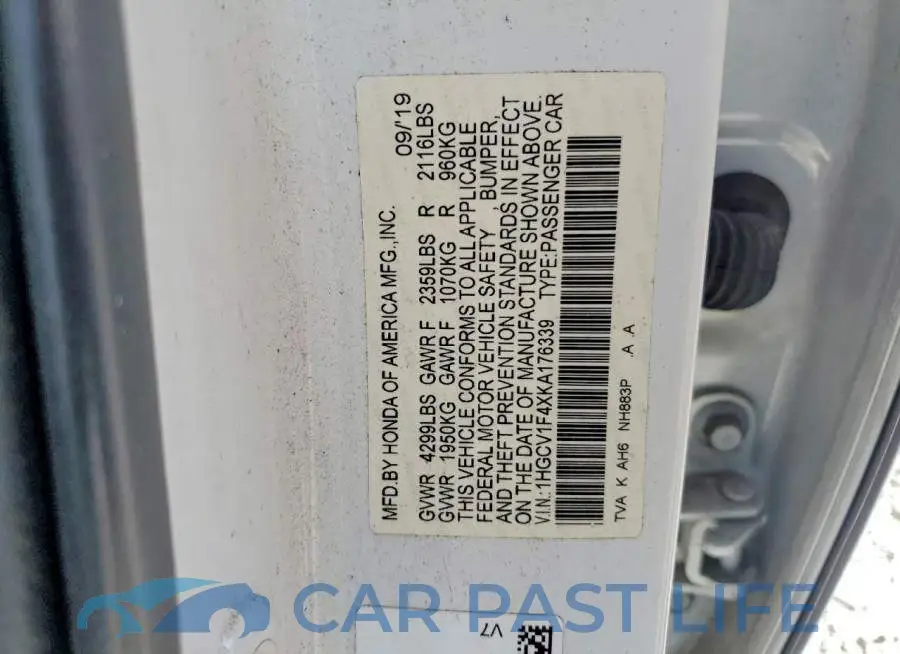 1HGCV1F4XKA176339# 12
