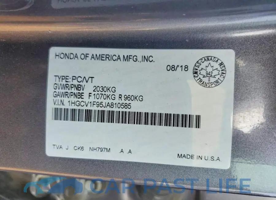 1HGCV1F95JA810585# 12