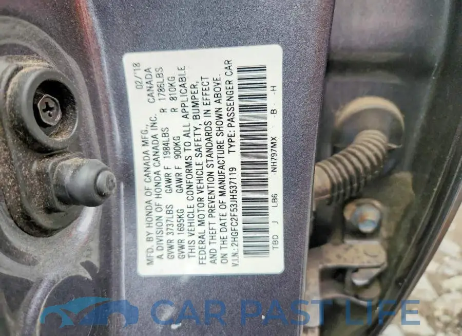 2HGFC2F53JH537119# 13