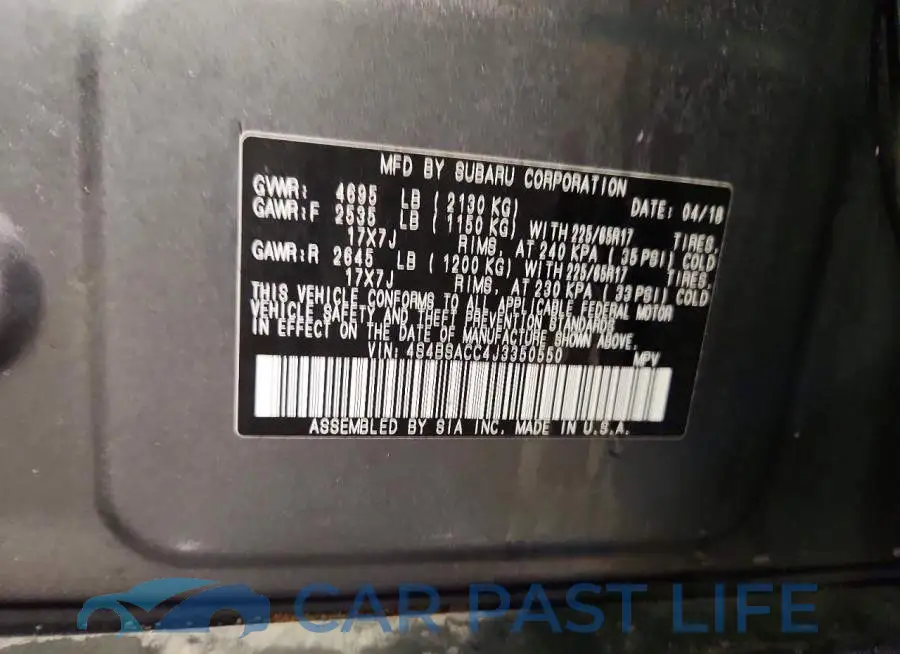 4S4BSACC4J3350550# 13