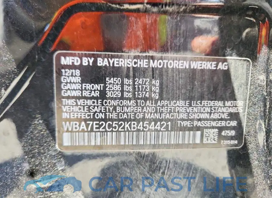 WBA7E2C52KB454421# 12