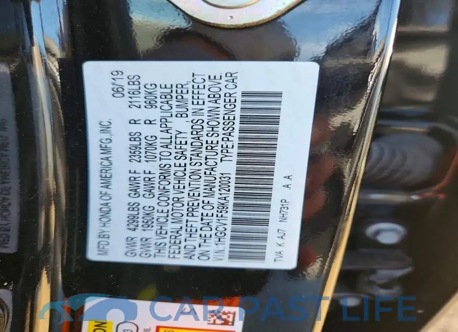 1HGCV1F59KA120031# 12