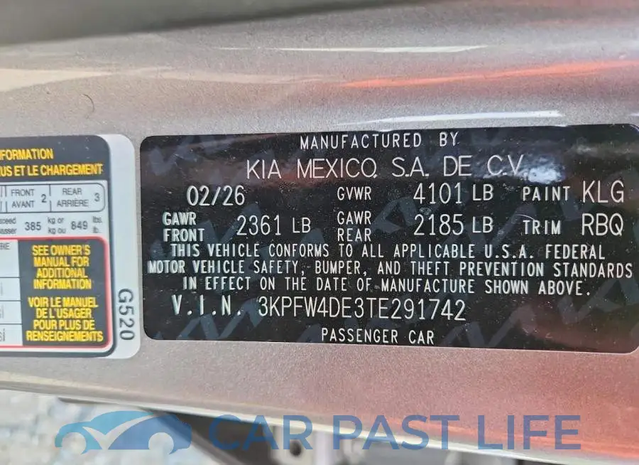 3KPFW4DE3TE291742# 12