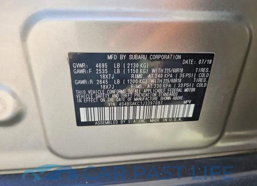 4S4BSAKC1J3397097# 12