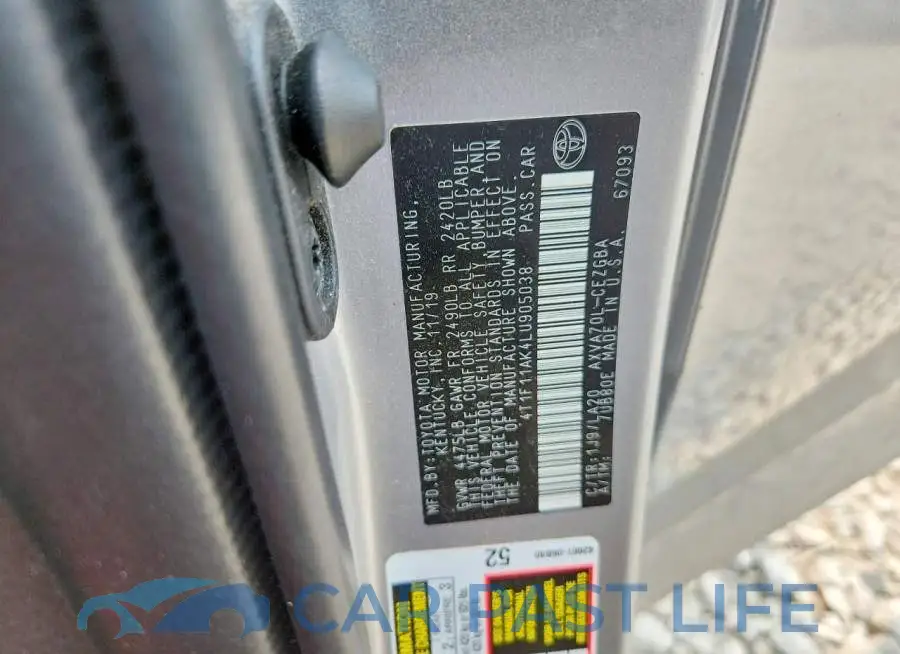 4T1F11AK4LU905038# 12