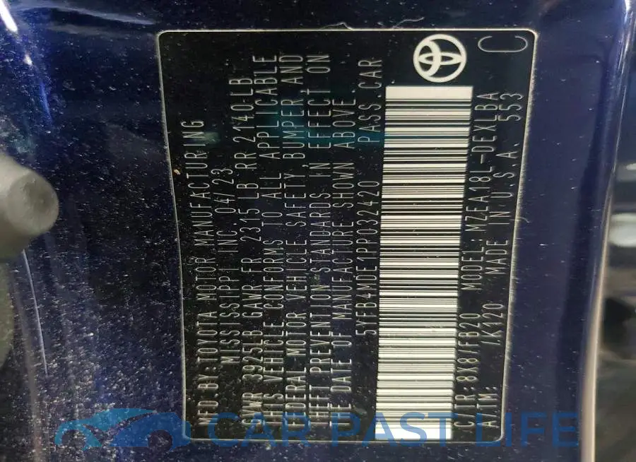 5YFB4MDE1PP032420# 12