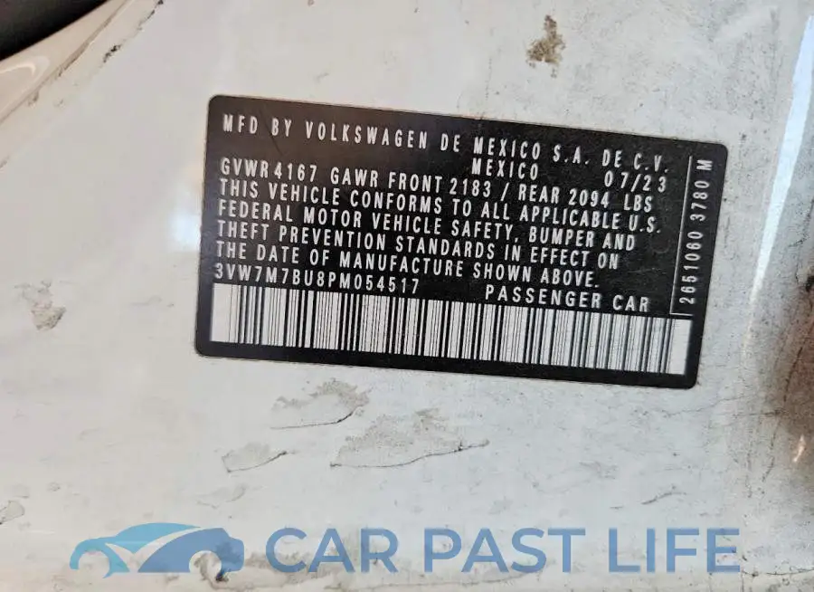 3VW7M7BU8PM054517# 12