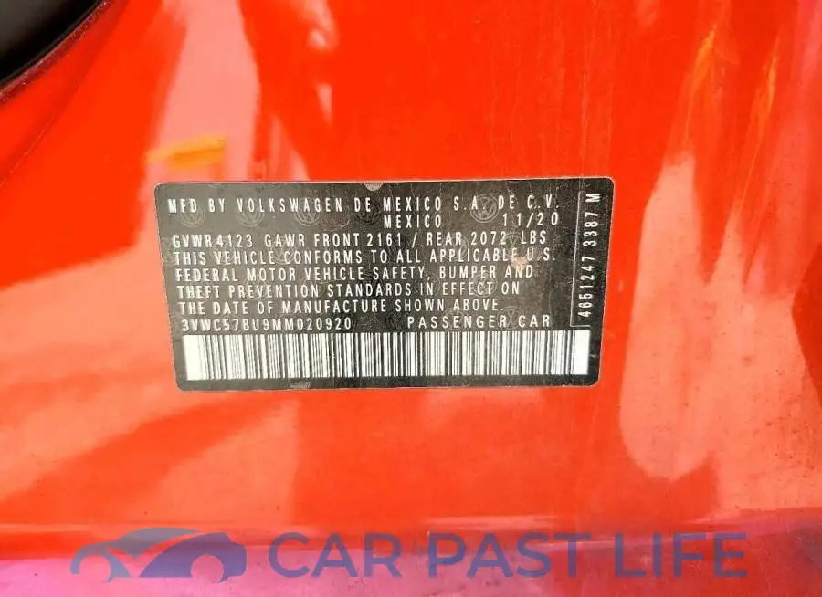 3VWC57BU9MM020920# 12