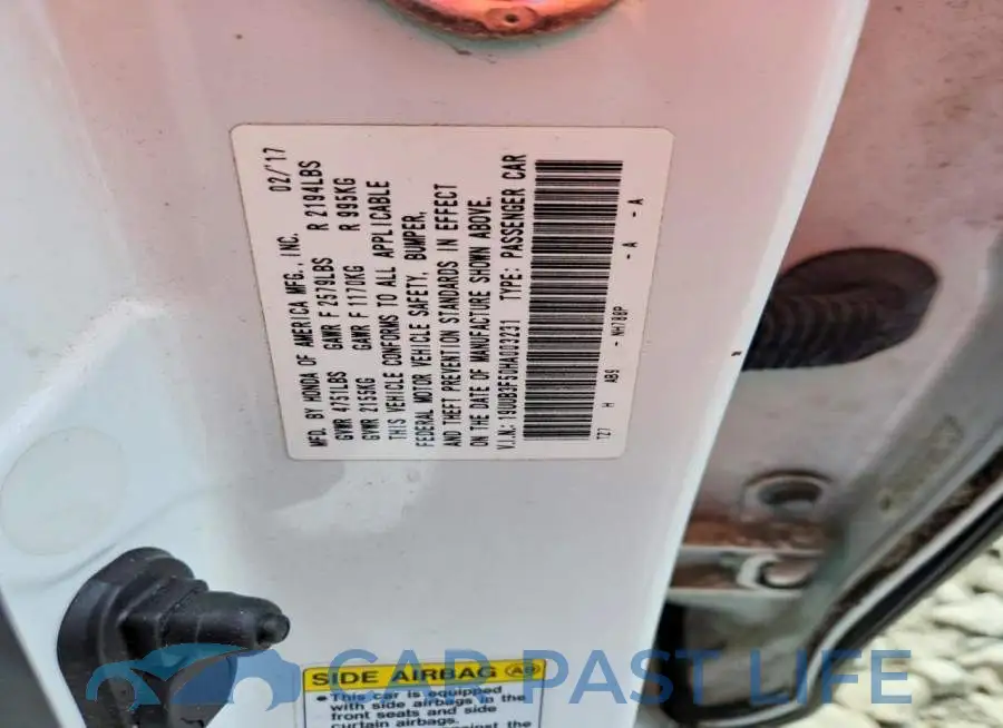 19UUB3F50HA003231# 12