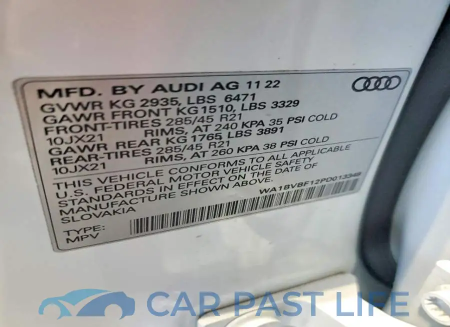 WA1BVBF12PD013349# 12