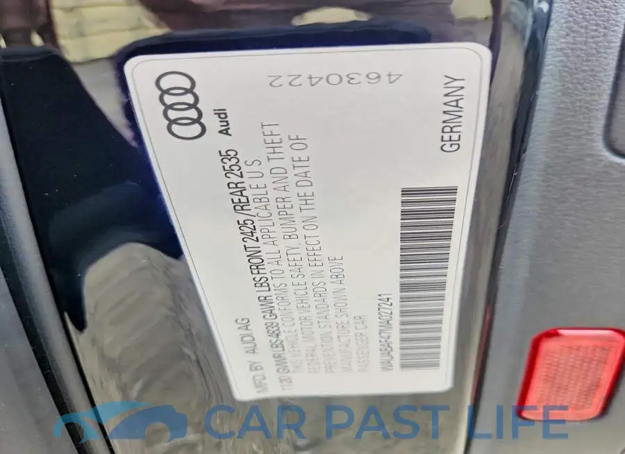 WAUABAF47MA027241# 12