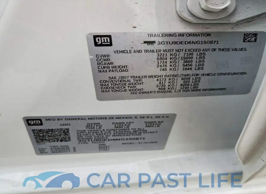 3GTU9DED6NG150871# 12