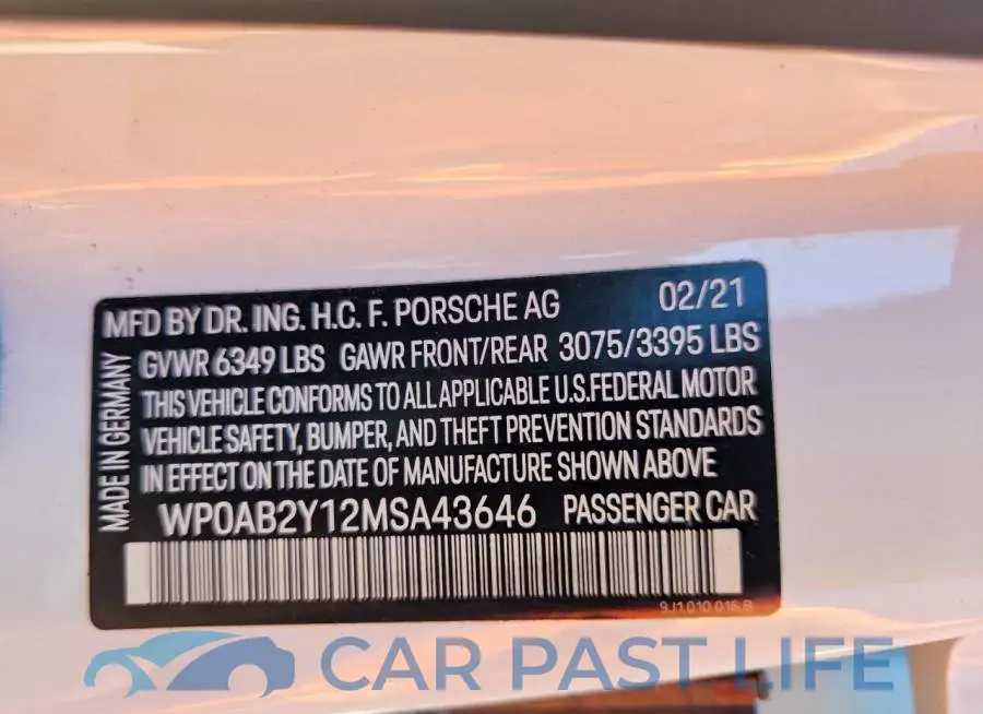 WP0AB2Y12MSA43646# 12
