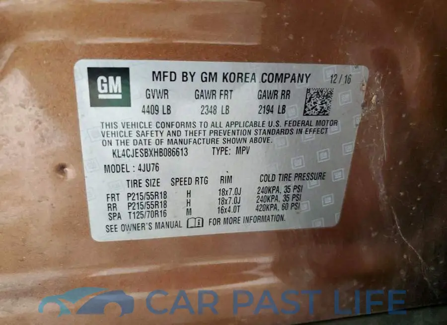 KL4CJESBXHB086613# 13