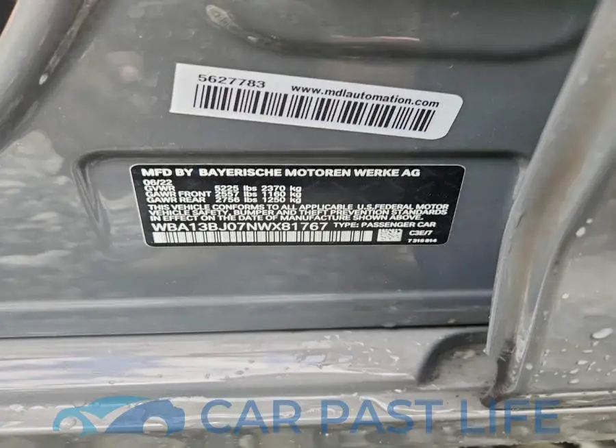 WBA13BJ07NWX81767# 12
