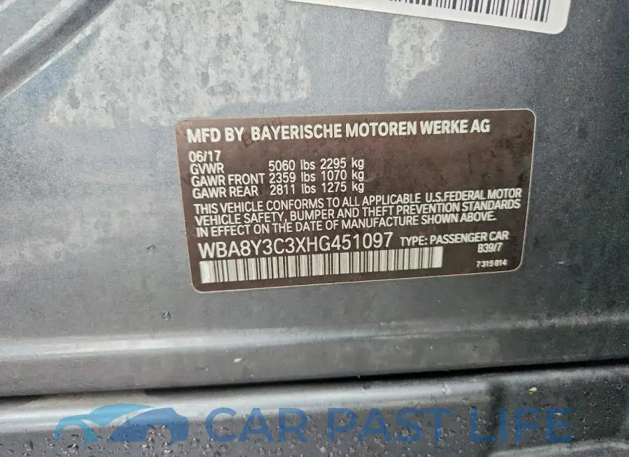WBA8Y3C3XHG451097# 13