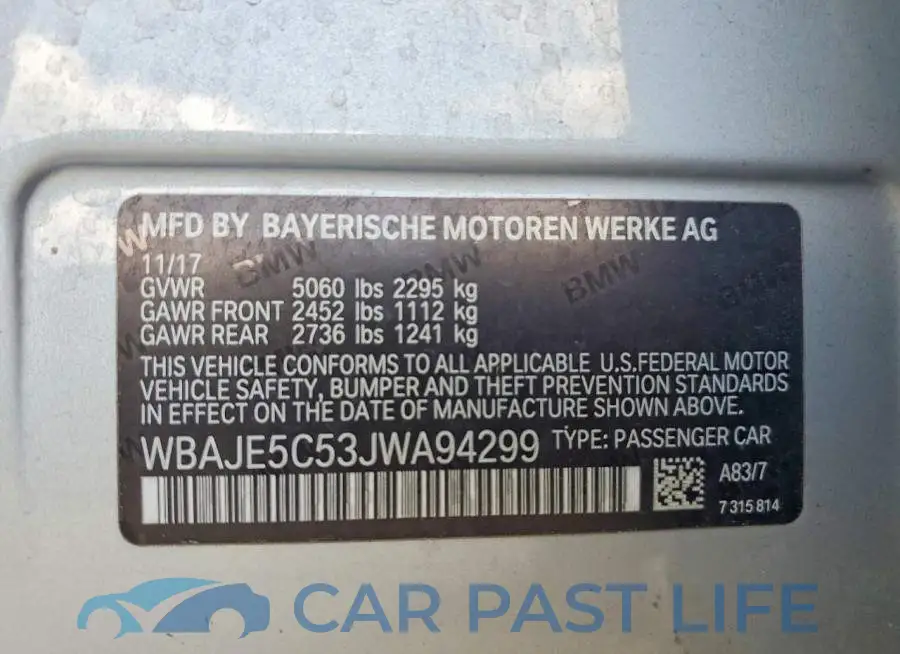 WBAJE5C53JWA94299# 12