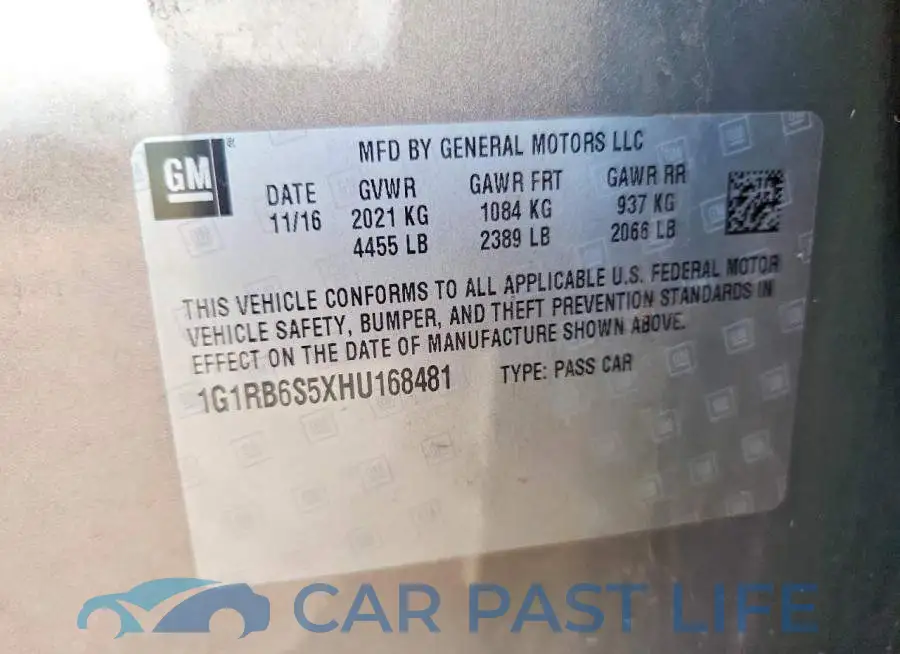 1G1RB6S5XHU168481# 12