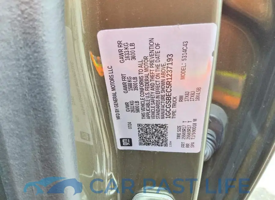 1GCGSBEC5R1237193# 12