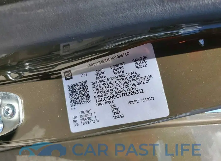 1GCGSBEC7R1226311# 12