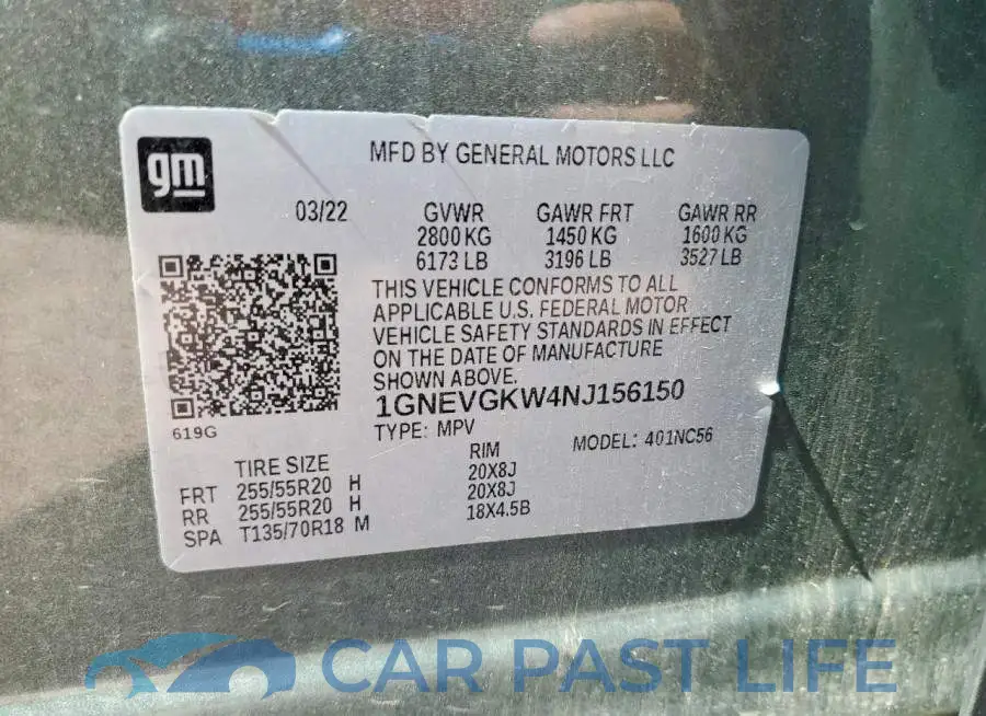 1GNEVGKW4NJ156150# 13