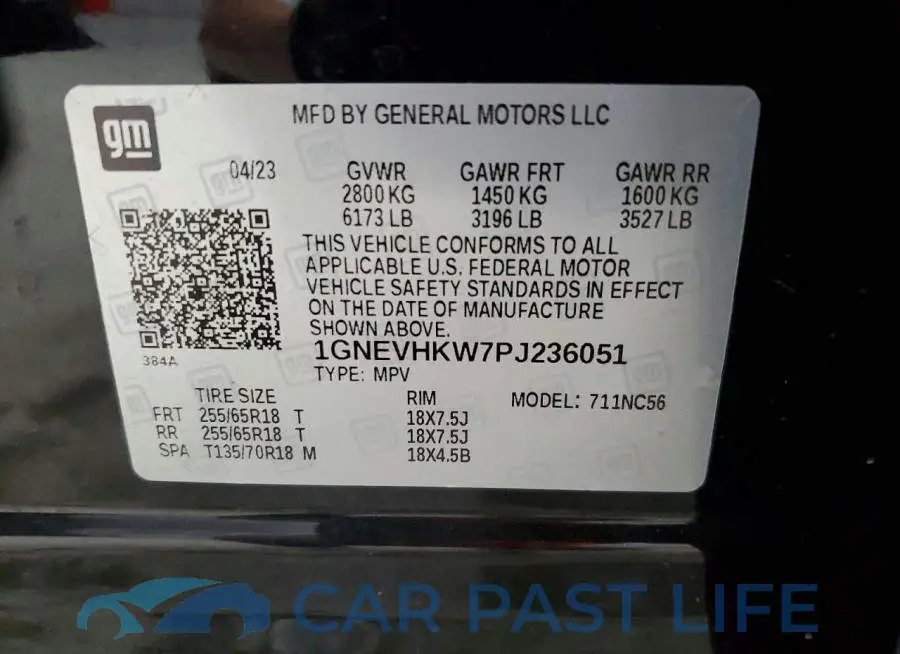 1GNEVHKW7PJ236051# 13