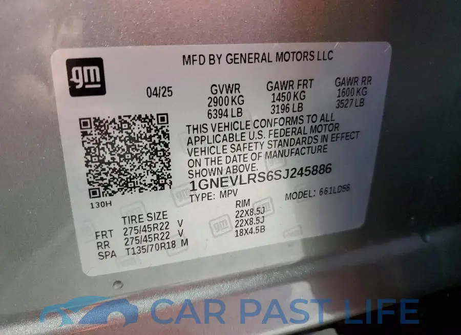1GNEVLRS6SJ245886# 13