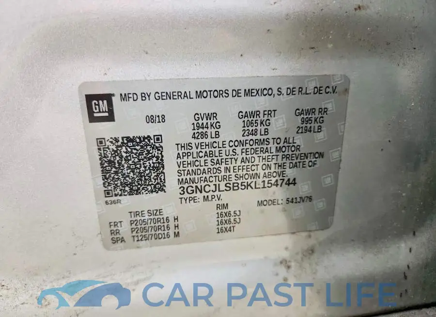 3GNCJLSB5KL154744# 13