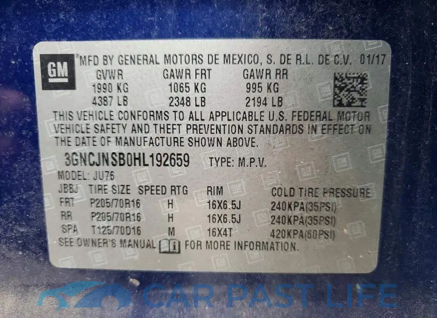 3GNCJNSB0HL192659# 13