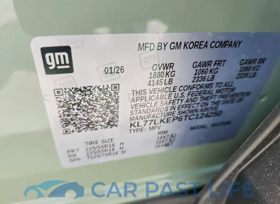 KL77LKEP6TC124250# 13