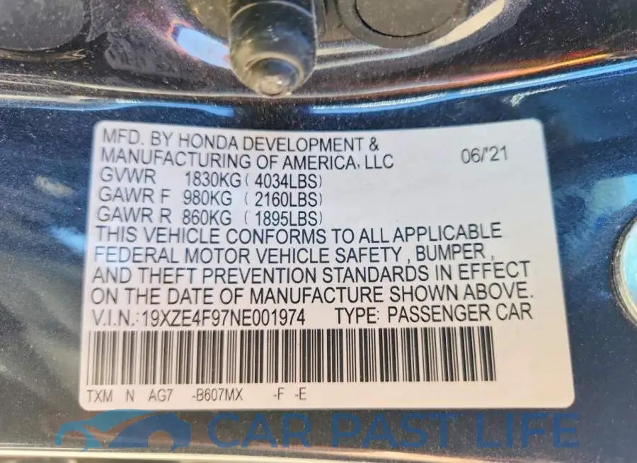 19XZE4F97NE001974# 12
