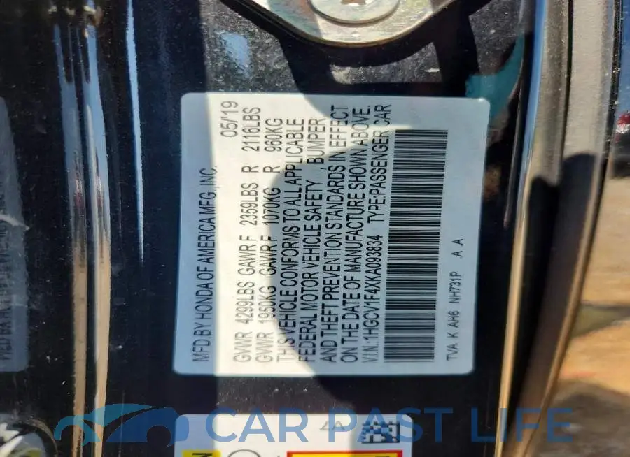 1HGCV1F4XKA093834# 12
