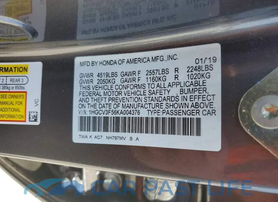 1HGCV3F56KA004376# 13