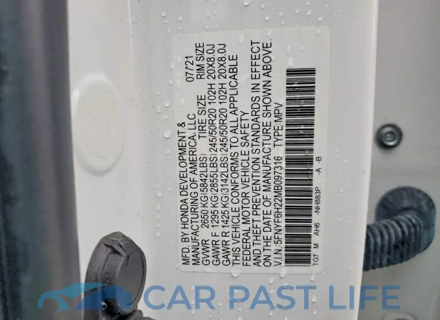 5FNYF6H22MB097316# 13