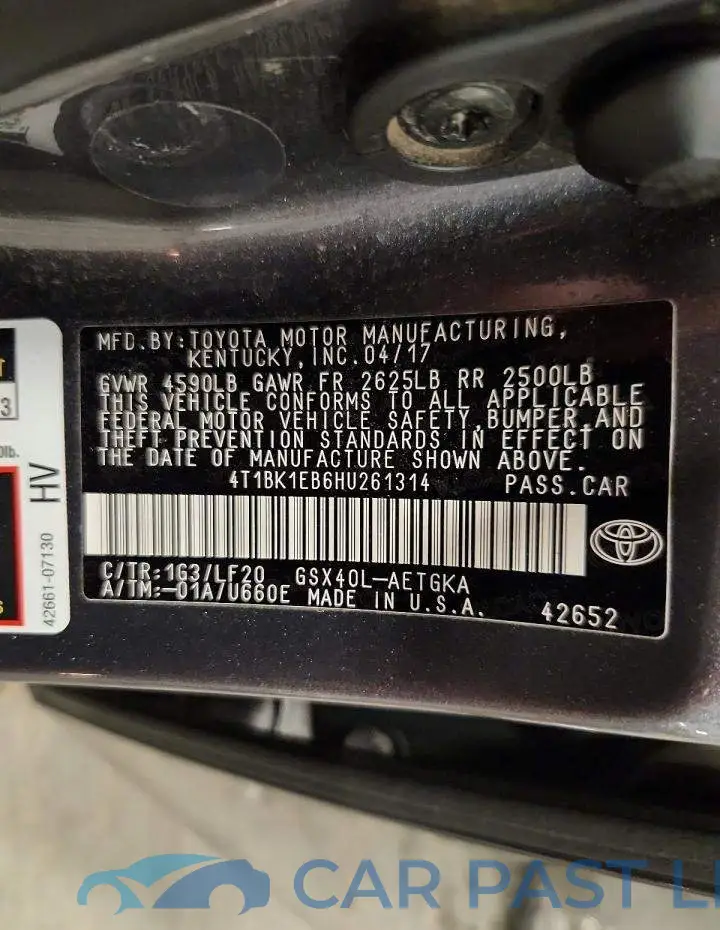 4T1BK1EB6HU261314# 12