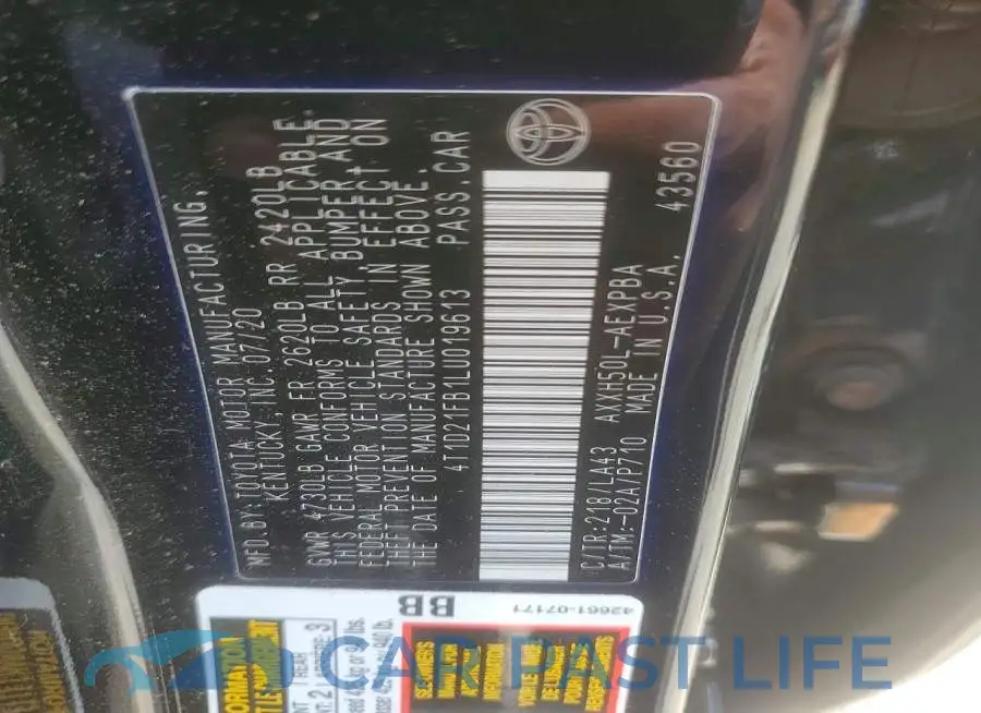 4T1D21FB1LU019613# 12