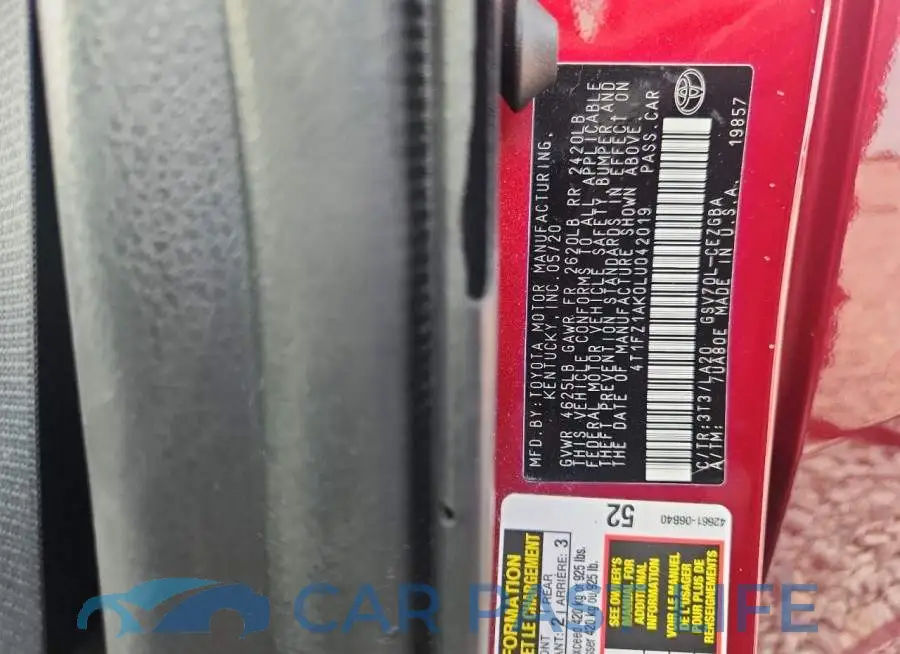 4T1FZ1AK0LU042019# 12