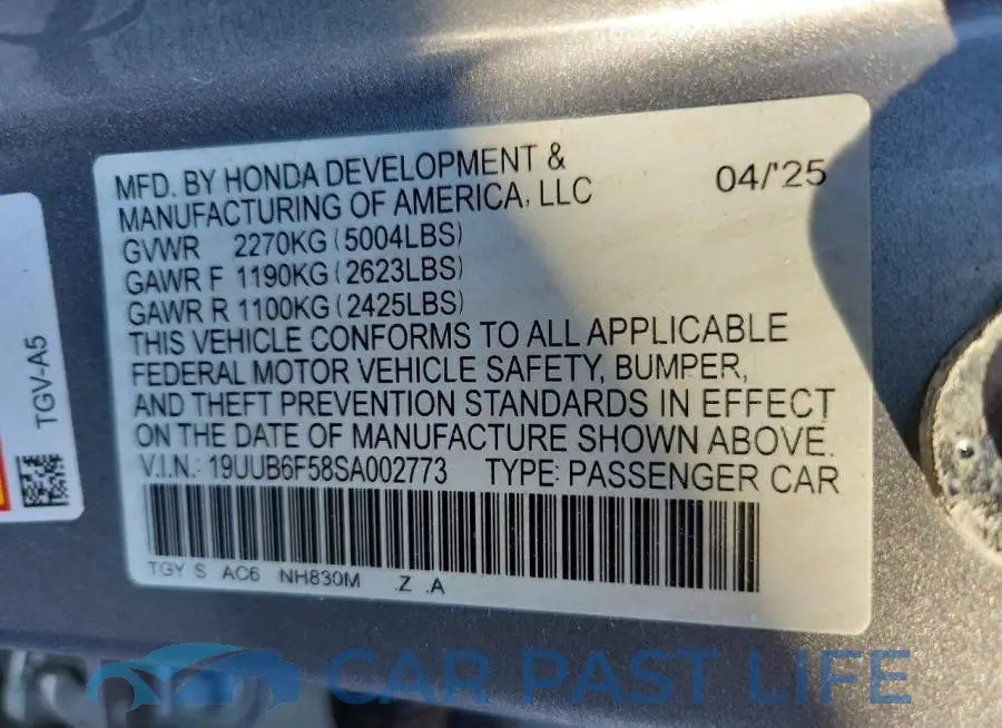 19UUB6F58SA002773# 13