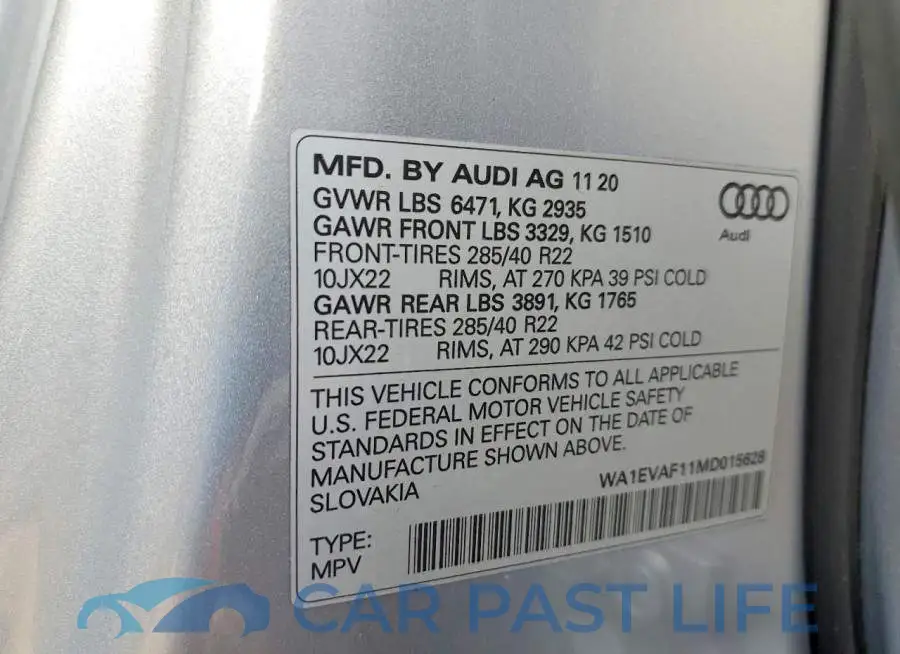 WA1EVAF11MD015628# 13