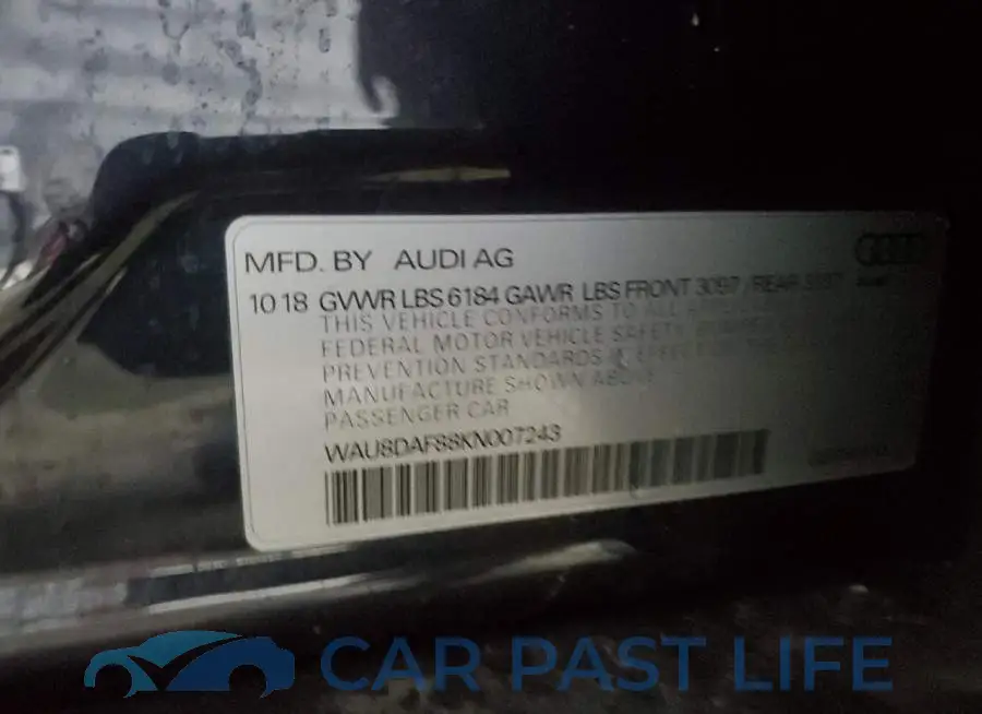 WAU8DAF88KN007243# 12
