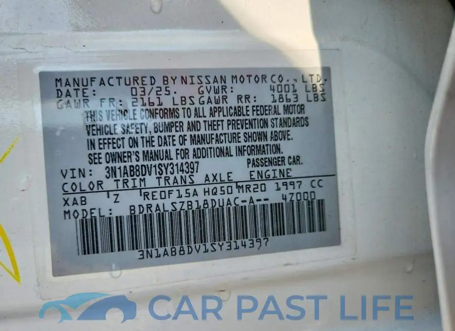 3N1AB8DV1SY314397# 12