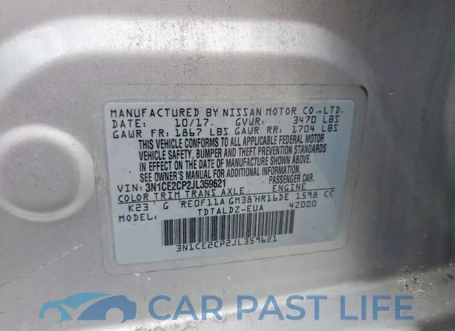 3N1CE2CP2JL359621# 12