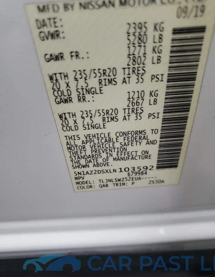 5N1AZ2DSXLN103592# 14